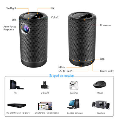 4K Android de 9 Projector LEIDENE Draadloze Miniprojectoren van DLP met HIFIsprekerswijze
